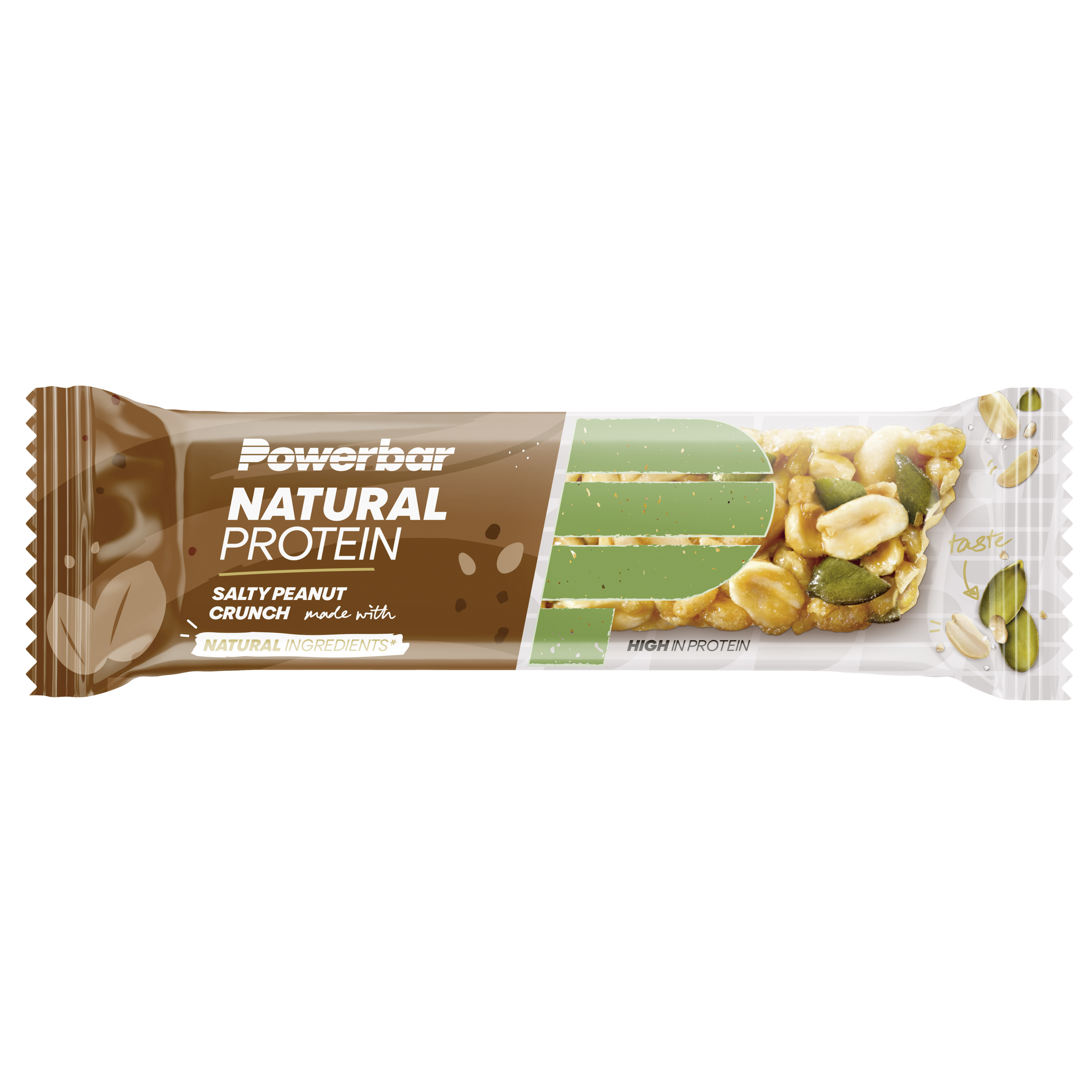 PBNaturalProteinSaltyPeanut40g POWERBAR® NATURAL PROTEIN - 30% de protéines, 100% de goût, adapté aux régimes végétaliens. 
- 30 % de protéines végétales, telles que soja, arachides et amandes
- Elaboré à partir d'ingrédients naturels de haute qualité
- Sans arômes artificiels, ni colorants ou conservateurs (conformément à la loi)
- Végétalien*
* à base d'ingrédients végétaliens, mais produits sur une ligne produisant également des produits laitiers.
