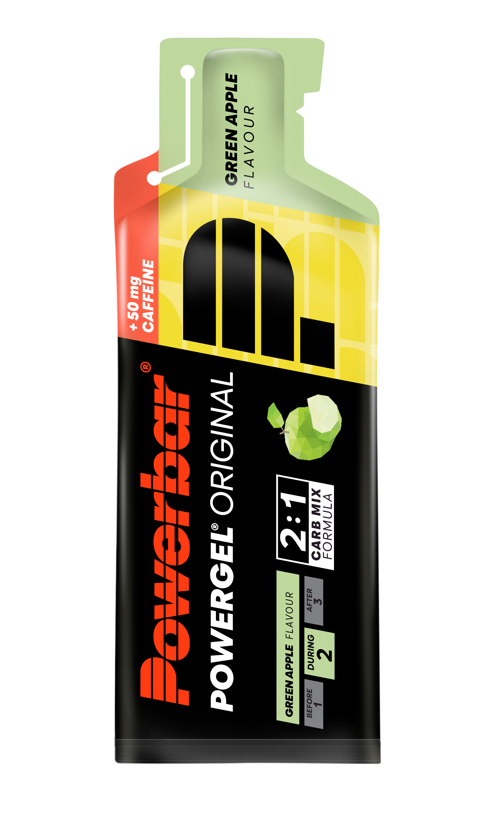 PBPowerGelOriginalGrApf+Koffein41g POWERGEL® ORIGINAL – Konzentriertes Kohlenhydratgel für
Sportler mit Koffein und Natrium - Bewährte Funktionalität mit C2MAX Dual Source Carb Mix und ca. 200 mg Natrium pro Beutel - Kohlenhydratlösungen können bei gesunden Sportlern zur Verbesserung der körperlichen Leistungsfähigkeit während einer hochintensiven und lang anhaltenden körperlichen Betätigung beitragen - Vegan - Innovative Verpackung: leicht zu öffnen und verhindert zusätzlichen Abfall durch „Trash Chain“ - Enthält zusätzlich 50 m