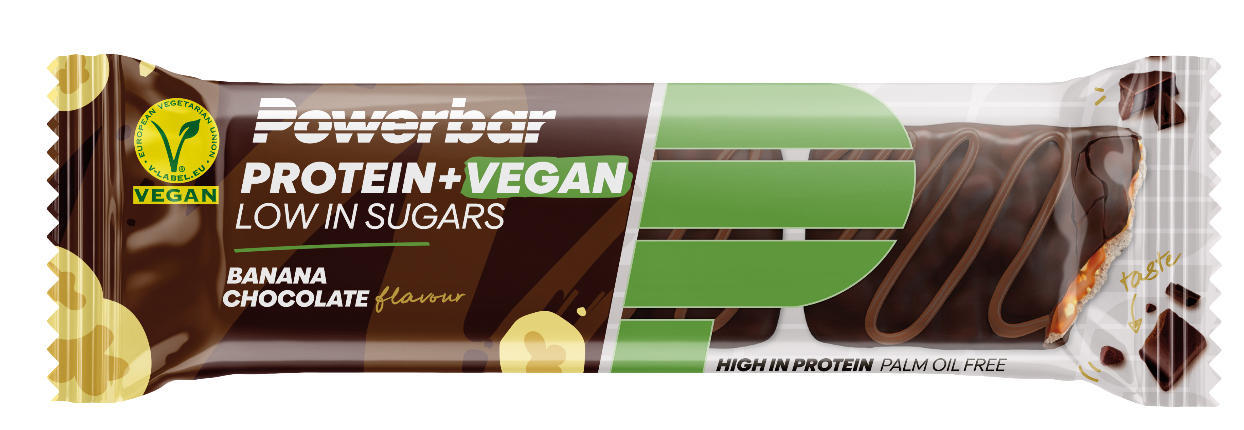 PowerbarProtein+VeganBananaChoc42g POWERBAR PROTEIN+ VEGAN - Banana Chocolate
100 % végétalien – 100 % savoureux
Notre barre Protein+ Vegan vous fournit de la protéine végétale sans avoir à faire de compromis sur le goût: une couche de protéine crémeuse et douce combinée à une délicate couche saveur caramel, noix et crispies croustillantes - disponible en 3 saveurs délicieuses: Salty Almond Caramel, Banana Chocolate et Peanut Choc. Et, parce qu'elle est tellement délicieuse, pourquoi ne pas la partager?. C’est pourquoi, il y a de