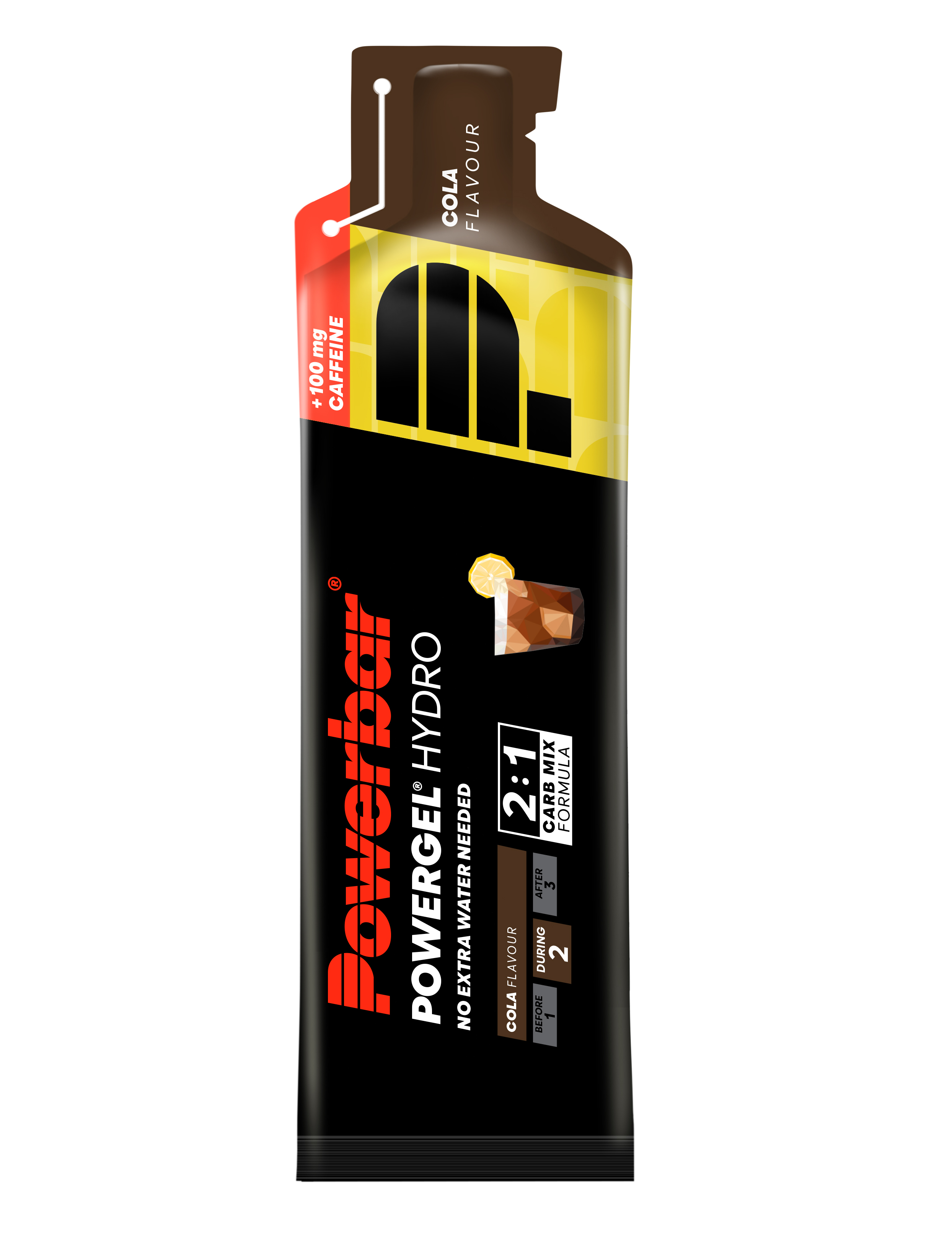 PBPowerGelHydroCola+Koffein67ml POWERBAR POWERGEL HYDRO. Le choix du gel liquide. 
Rapport glucidique de 2:1 des sources de glucose et de fructose
Les solutions de glucides contribuent à l’amélioration de la performance physique lors d’un exercice physique de forte intensité et de longue durée chez les adultes entraînés
Aux arômes naturels
Végétalien
Emballage innovant : facile à ouvrir, empêche les déchets supplémentaires grâce au « Trash Chain »
Saveur Cola : contient 100 mg de caféine ajoutée par sachet. Caféine peut accroî